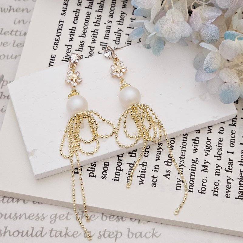 这是我的温柔 x 幻彩白 - 夹式耳环 针式耳环 不锈钢耳环 - 耳环/耳夹 - 其他金属 白色