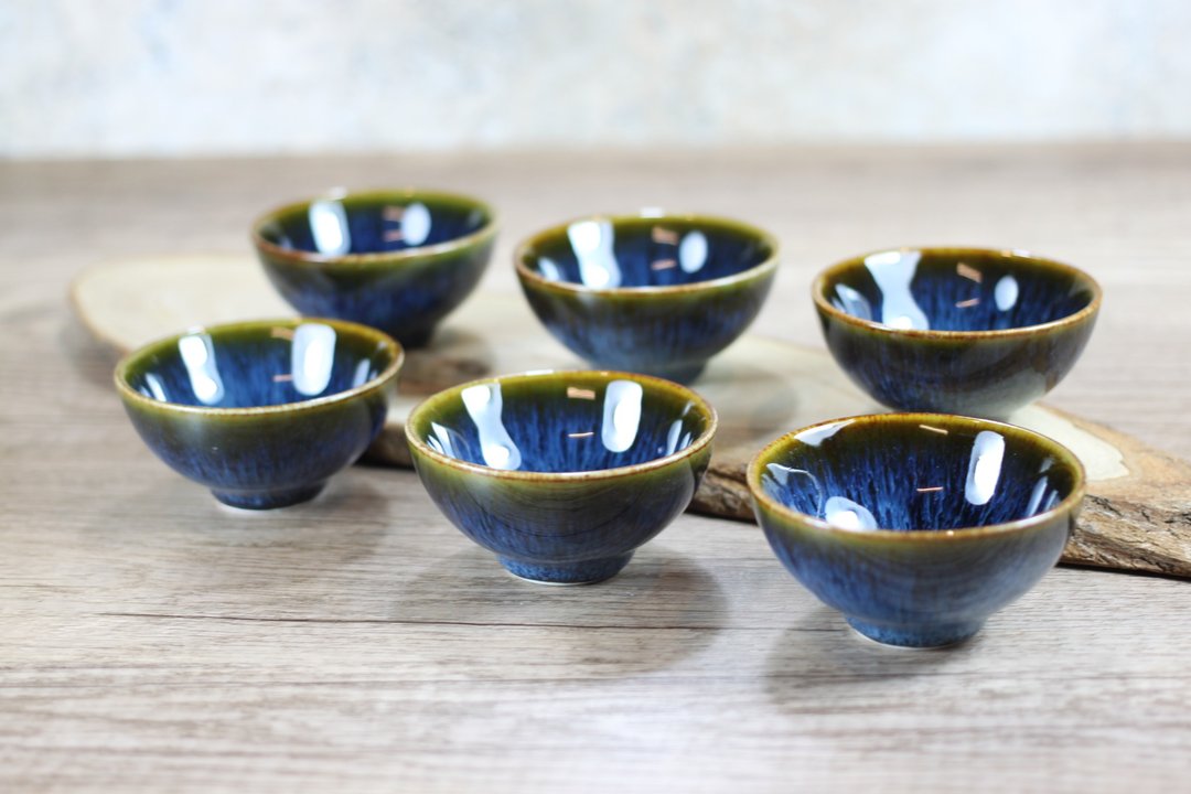 【送礼好物】湛海 天目釉 圆满六杯组 莺歌名家叶敏祥作品 - 茶具/茶杯 - 瓷 