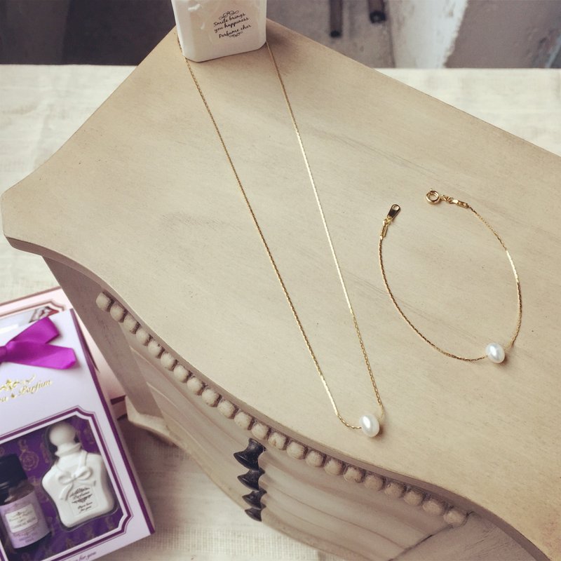 淡水真珠项链 - 项链 - 其他金属 白色