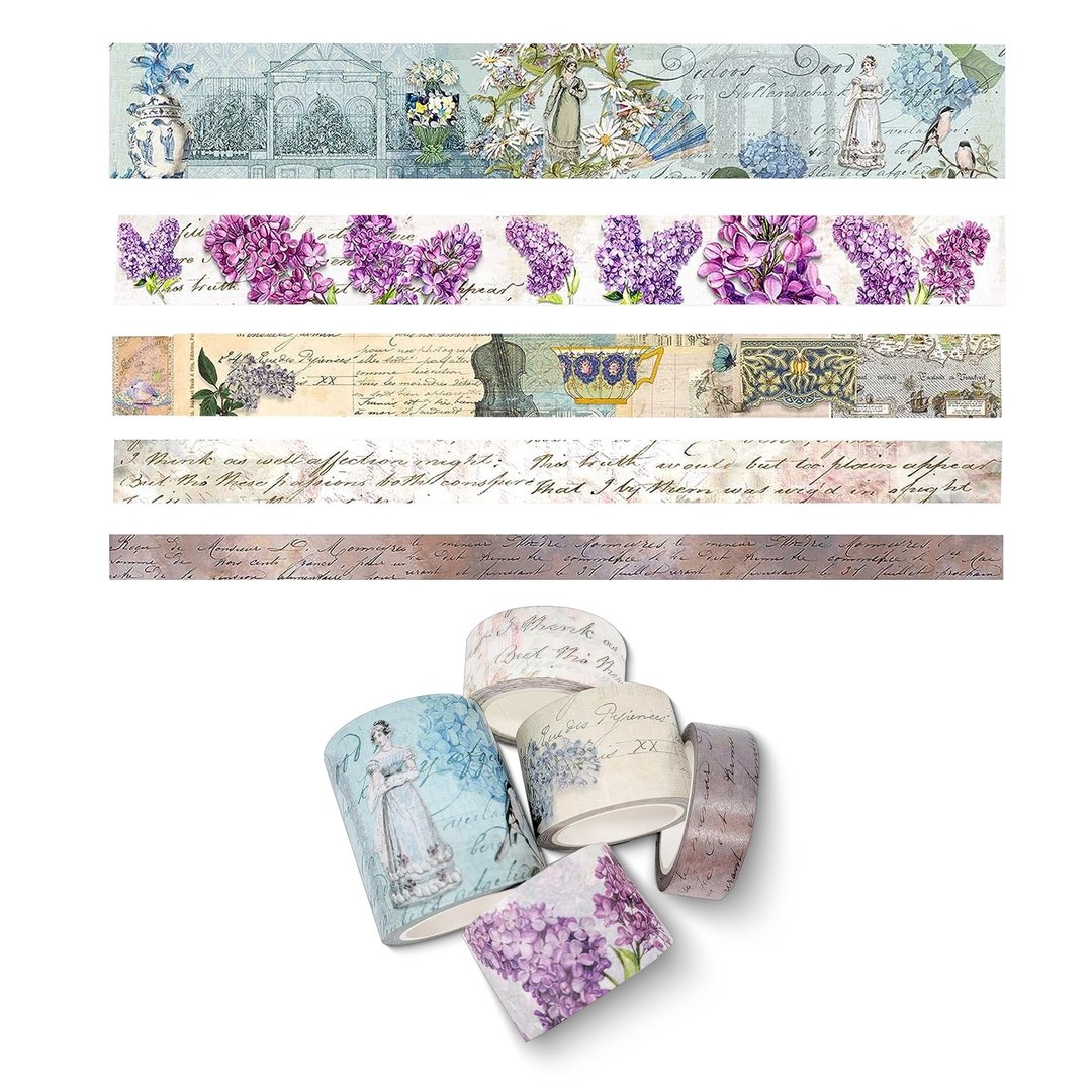 Jane Austen Vintage washi Tapes, Scrapbook Papers Set - 纸胶带 - 纸 蓝色