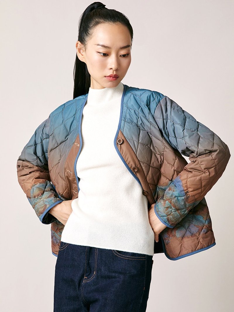 辋川/白鹅绒印花菱形 轻盈羽绒服 - 女装休闲/机能外套 - 聚酯纤维 多色