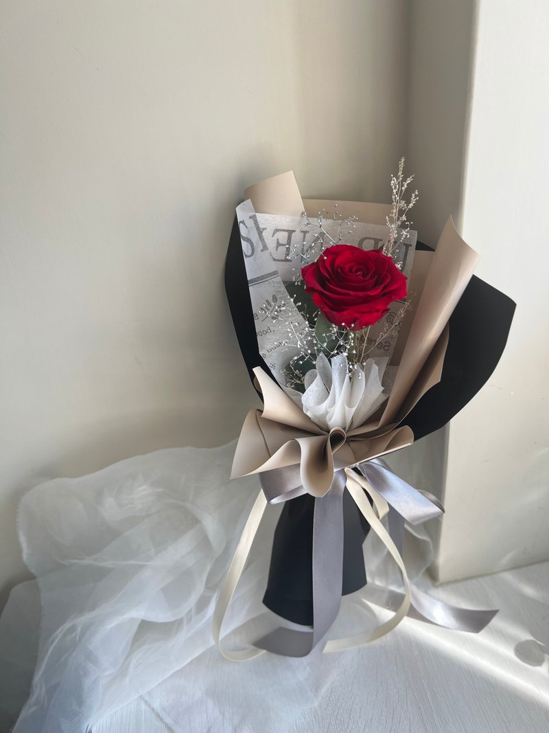 单朵红玫瑰花束 - 干燥花/捧花 - 植物．花 