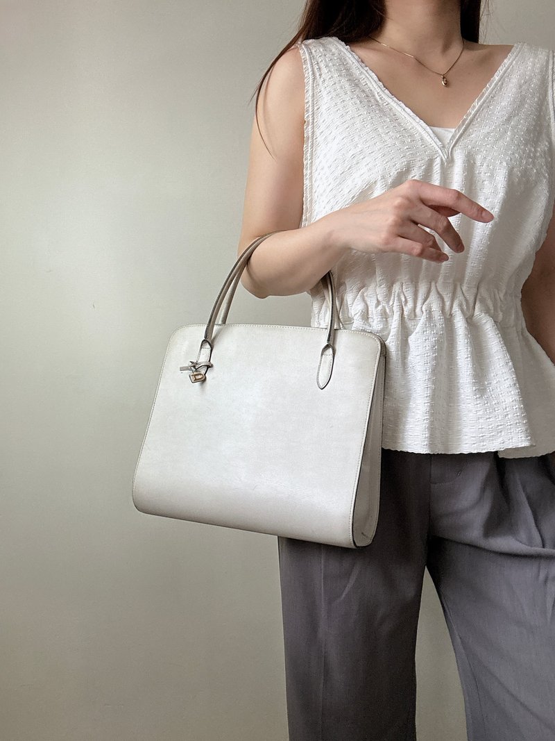 中古正品 Delvaux 白色真皮手提包 通勤包 比利时制 - 手提包/手提袋 - 真皮 白色
