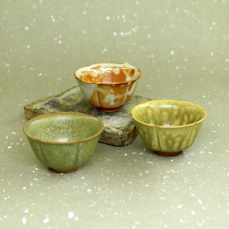 花口小茶杯 清酒杯 - 茶具/茶杯 - 陶 绿色