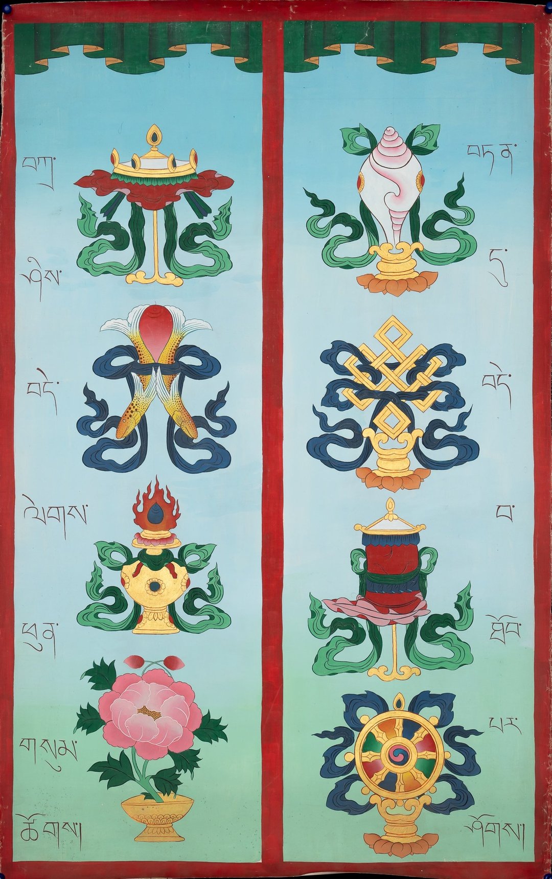 八吉祥佛教符号唐卡——觉悟的神圣象征 - 墙贴/壁贴 - 其他材质 多色