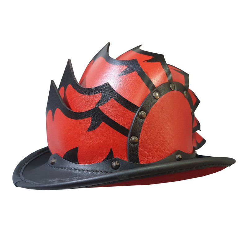 Fantasy Leather Top Hat - 帽子 - 真皮 红色