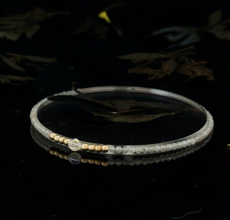 轻奢风 灰拉长石 14KGF Swarovski 水晶手链 - 手链/手环 - 宝石 