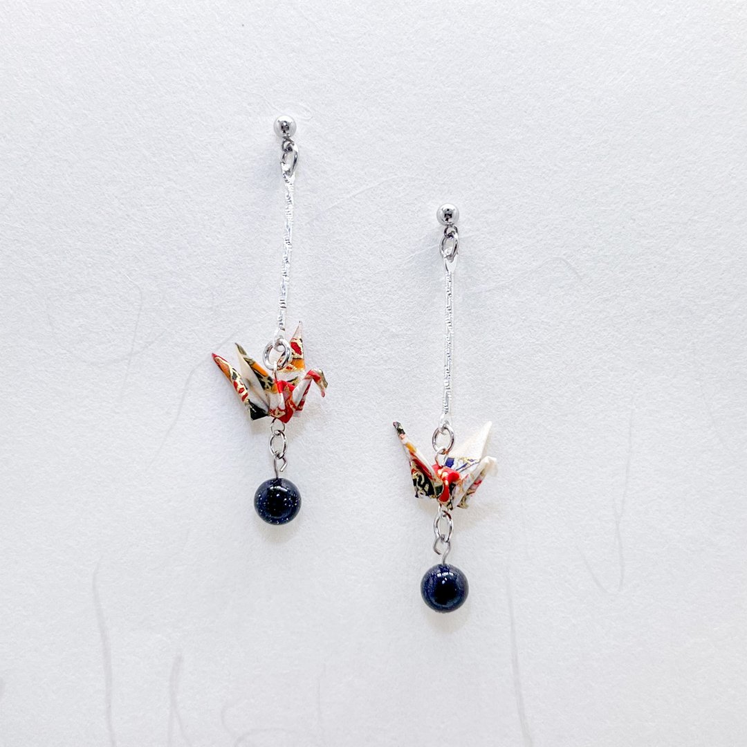 Chearrings | Origami 日本和纸 手工折纸 纸鹤耳环 | 款式 C004 - 耳环/耳夹 - 纸 金色