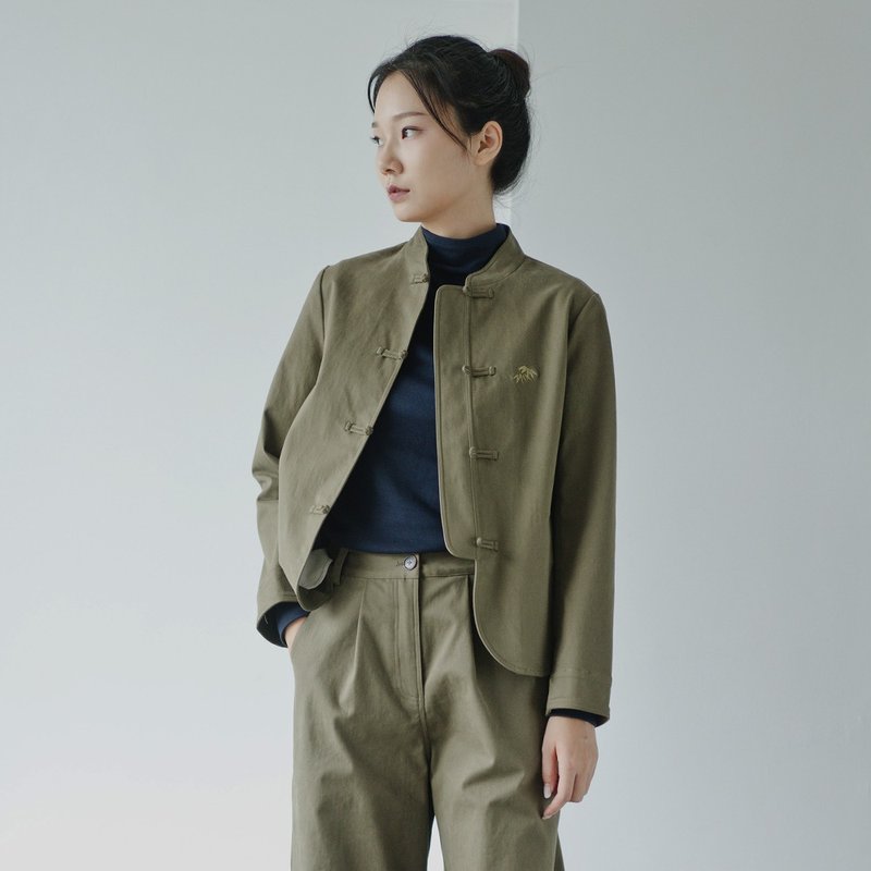 手作 中國風刺繡修身上衣 布衣唐裝職人短外套   O190522 - 女装休闲/机能外套 - 棉．麻 绿色