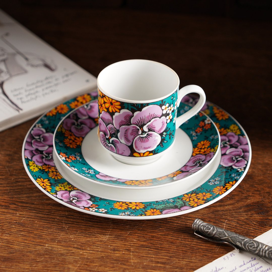 德国Schumann舒曼 繁花似锦 午茶三件组/杯+碟+盘 - 茶具/茶杯 - 瓷 多色