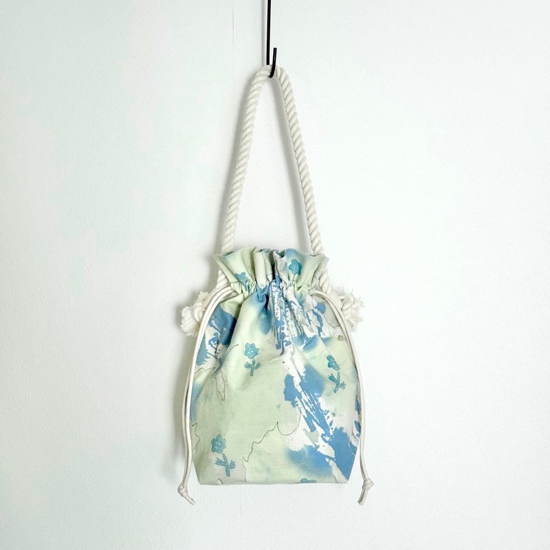 手染束口袋 / 花 - 手提包/手提袋 - 棉．麻 多色