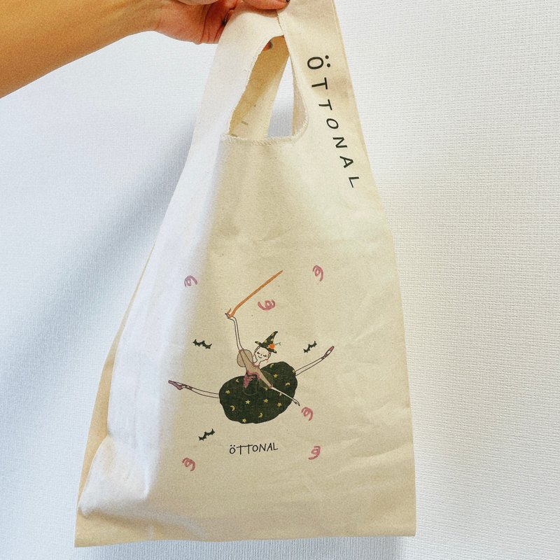 Cotton Marche Bag M size  Witch Ballerina - 手提包/手提袋 - 棉．麻 白色