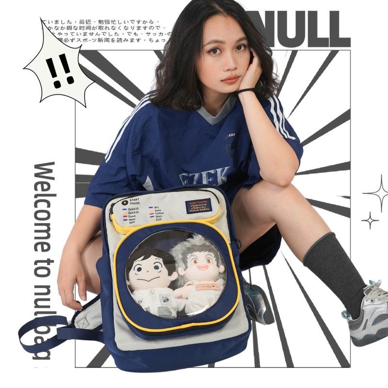 nullbag原创双肩包女百搭学院初中高中学生书包透明20cm娃包痛包 - 后背包/双肩包 - 尼龙 
