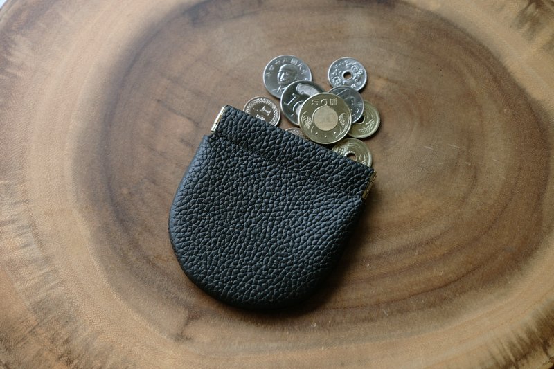 Arch leather coin purse - MIDNIGHT BLACK - 零钱包 - 真皮 黑色