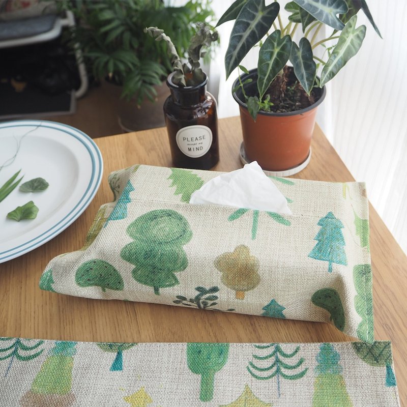 一片小树林纸巾袋棉麻质感/面纸盒纸巾袋 大款 - 纸巾盒 - 棉．麻 绿色