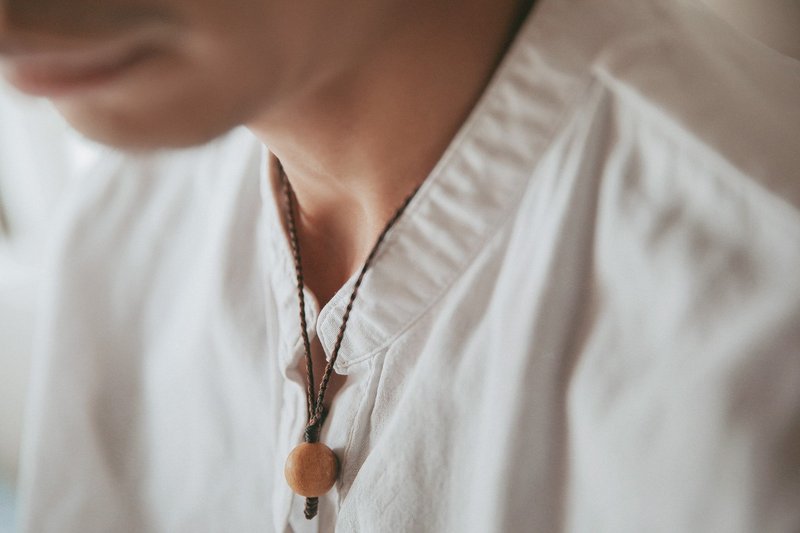 祈福守护 秘鲁圣木珠 蜡线编织颈绳  订制 - 项链 - 木头 咖啡色