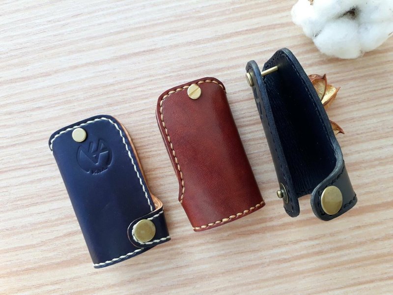 汽车钥匙包(双层皮)(定制尺寸) │植鞣革 手工染色 可烙印 - 钥匙链/钥匙包 - 真皮 黑色