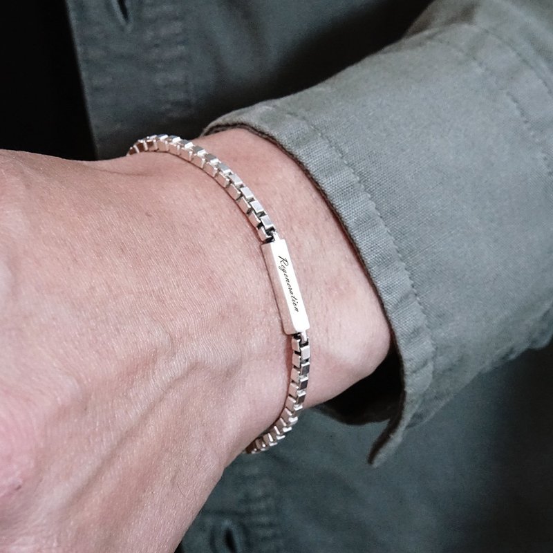 誓约手链 细版 925纯银刻字手链  定制化订制 - 手链/手环 - 纯银 银色