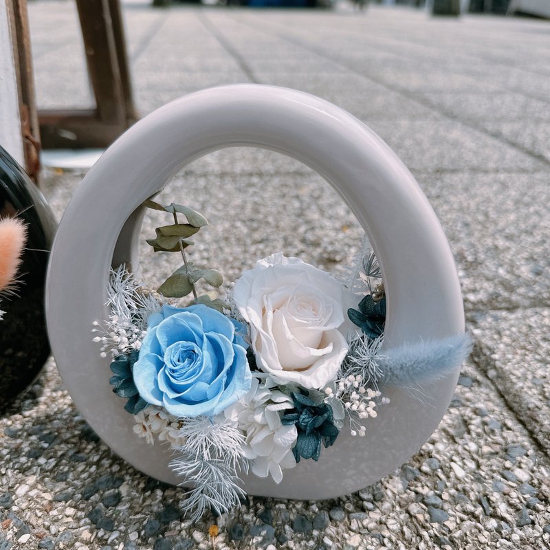 法式香颂 永生花 圆形提篮/花园/永生花/干燥花/扩香/桌花/盆花 - 干燥花/捧花 - 植物．花 