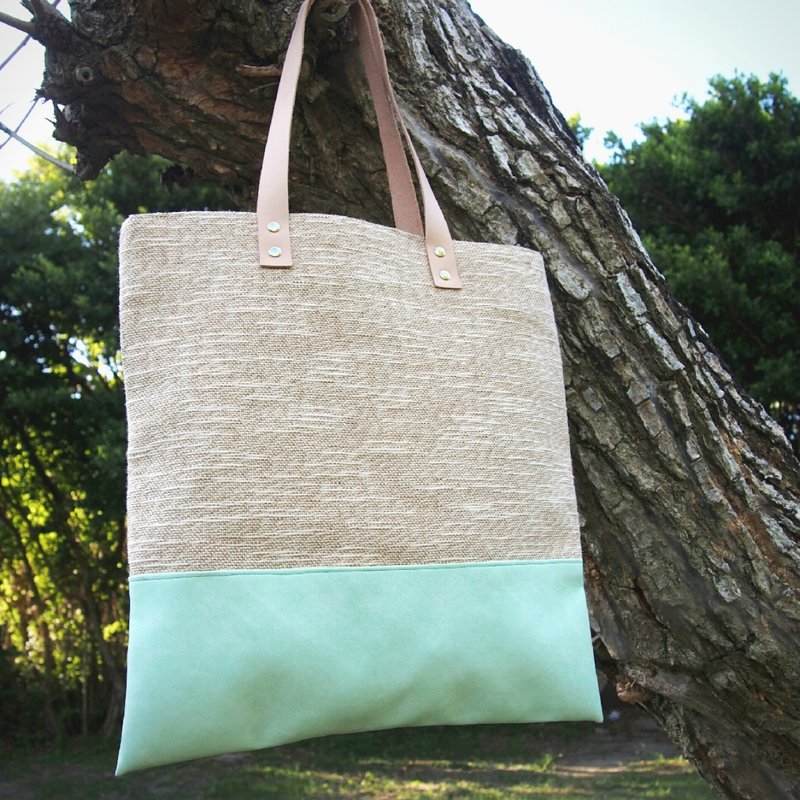自然风手提包-湖水绿 - 手提包/手提袋 - 棉．麻 绿色