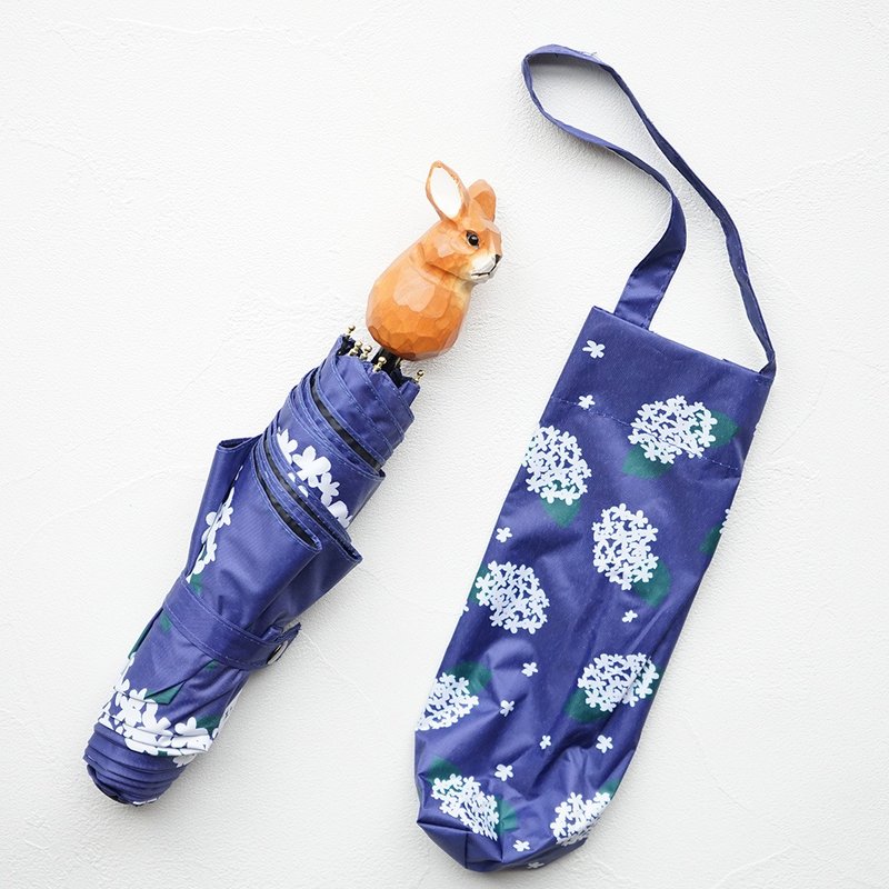 折叠伞防紫外线兔猫北极熊木雕 - 雨伞/雨衣 - 防水材质 蓝色