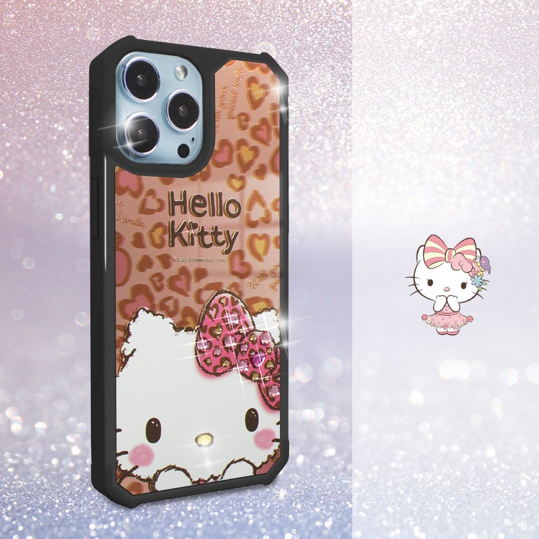 三丽鸥 iPhone 13全系列 军规防摔镜面水晶彩钻手机壳-豹纹凯蒂 - 手机壳/手机套 - 其他材质 多色