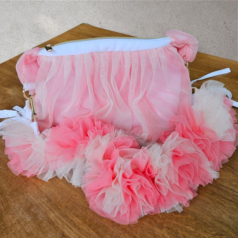 手工网纱斜背包|可拆卸肩带・浪漫女人味设计 - 侧背包/斜挎包 - 聚酯纤维 多色