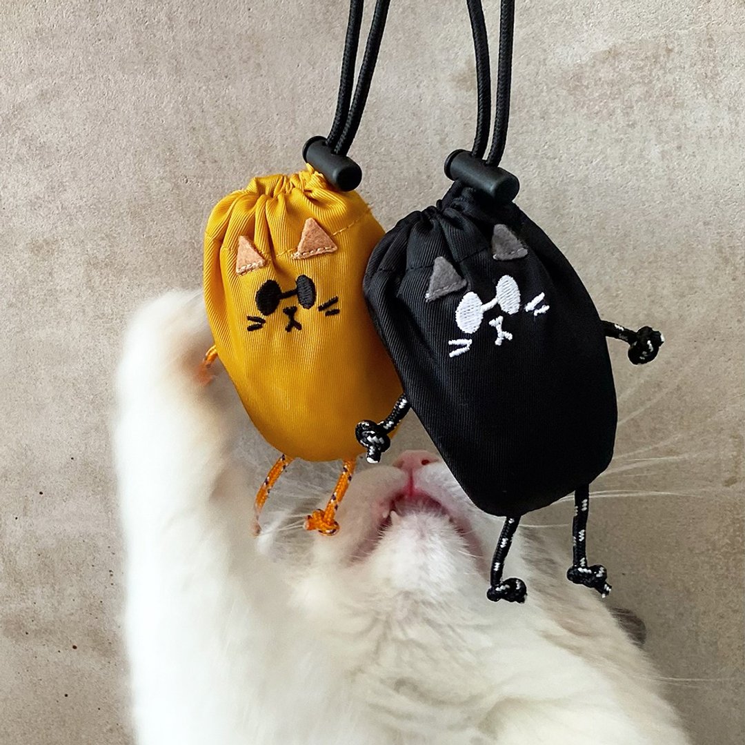 【CAT ECO Buddy Bag】环保袋钥匙扣 猫咪款 2色可选 包包挂件 - 手提包/手提袋 - 聚酯纤维 黑色