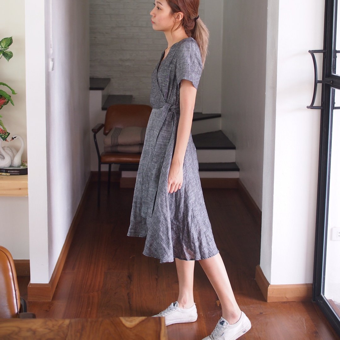 Homemade Pancake Dress (Charcoal) - 洋装/连衣裙 - 棉 灰色