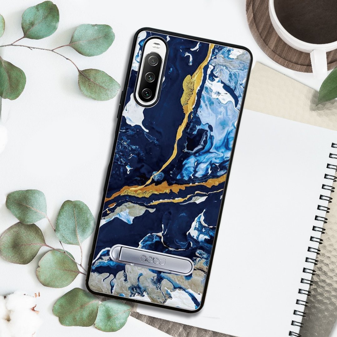 Sony Xperia 10 IV 减震立架手机壳-炫彩云母石 - 手机壳/手机套 - 其他材质 多色