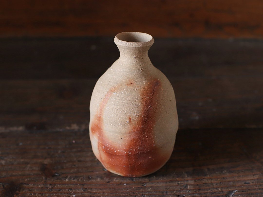 Bizen ware sake bottle, Hidasuki t-103 - 酒杯/酒器 - 陶 橘色