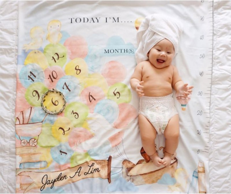 Balloon Milestone Blanket - 其他 - 棉．麻 蓝色