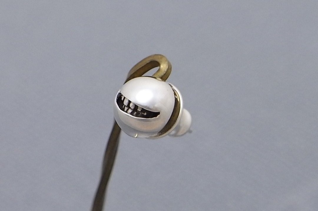 smile ball nano Pierce_1 (s_m-O.02N) 微笑 銀 耳釘 穿孔耳环 sterling silver stud earring - 耳环/耳夹 - 纯银 银色