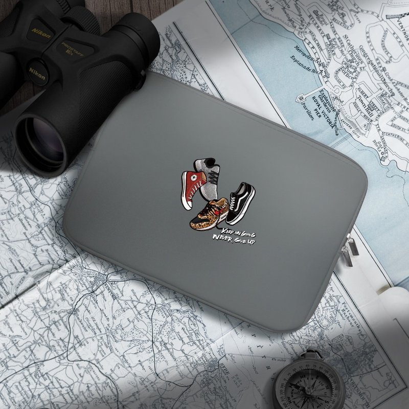 【笔电包】复古街头运动 插画设计 iPad MacBook 平板收纳包 - 电脑包 - 橡胶 灰色