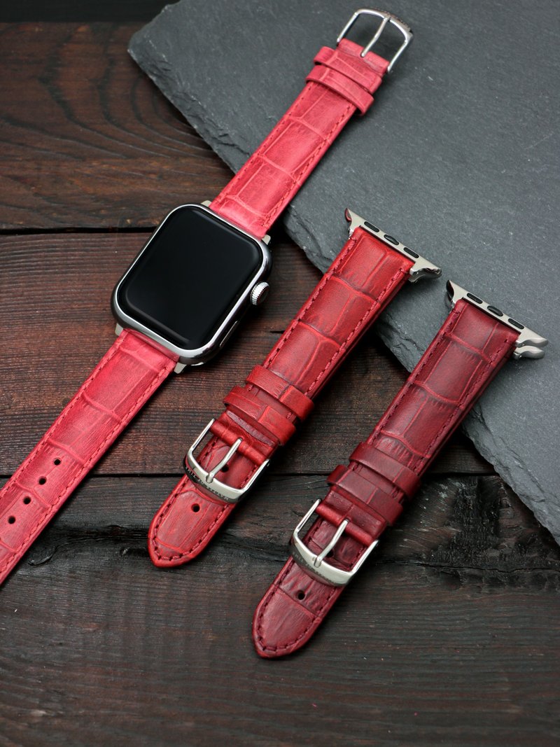 红色 意大利真皮表带 APPLE WATCH 1~8 适用 - 表带 - 真皮 红色