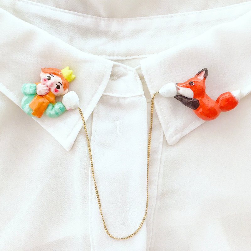 小王子和狐狸的传声筒 领针 / 胸针 - 领带/领带夹 - 粘土 红色