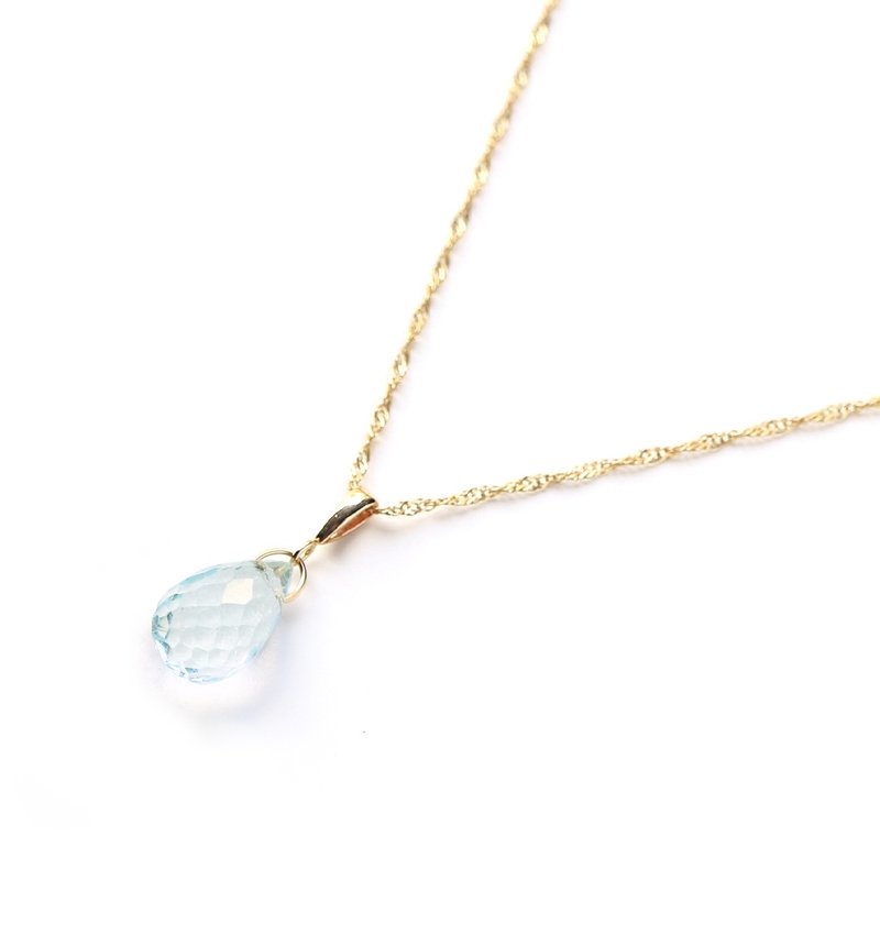 3月诞生石 K10 海蓝宝石 (水滴切割) 项链坠饰 ~BOURGEON~ (可加购链子组合) - 项链 - 宝石 蓝色