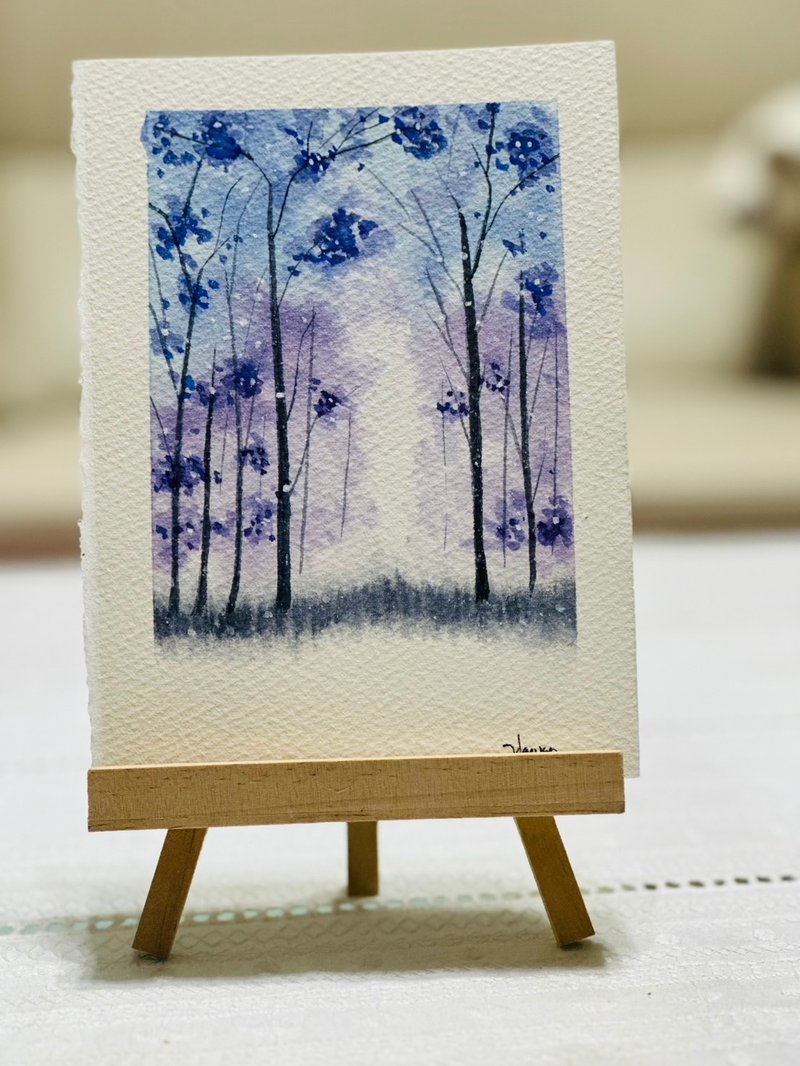 【蓝紫山景】水彩画/卡片/挂画/风景画/疗愈画/原创手绘 - 海报/装饰画/版画 - 纸 