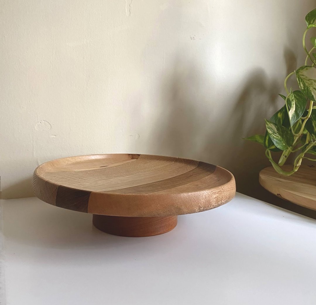 附高台盘 Φ24cm - 浅碟/小碟子 - 木头 