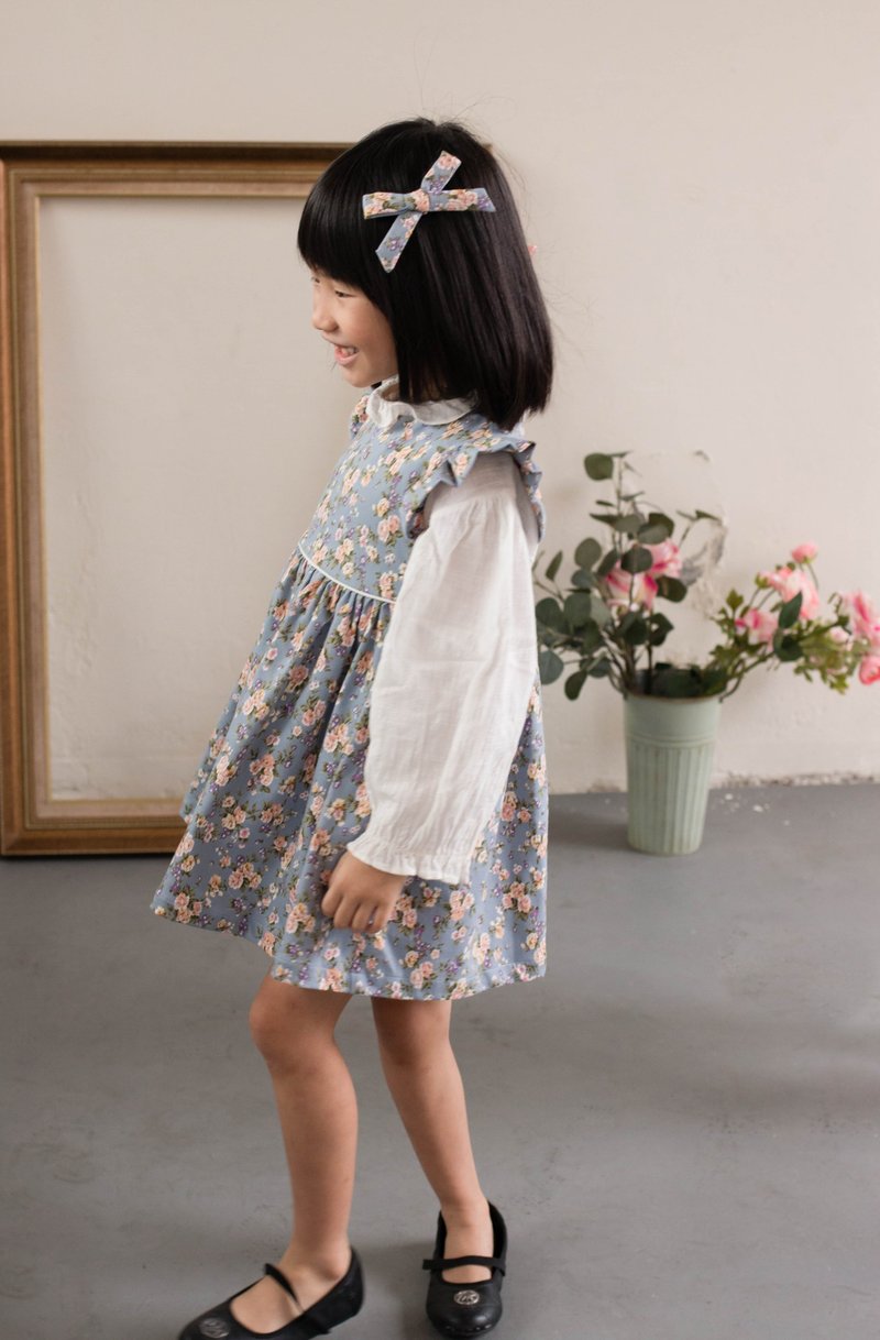 简衣橱|秋冬洋装|欧式花花小飞袖洋装 - 童装裙 - 棉．麻 粉红色