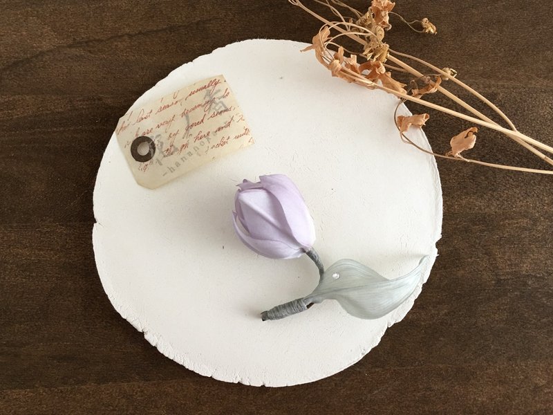 Tulip brooch purple - 胸针 - 丝．绢 紫色