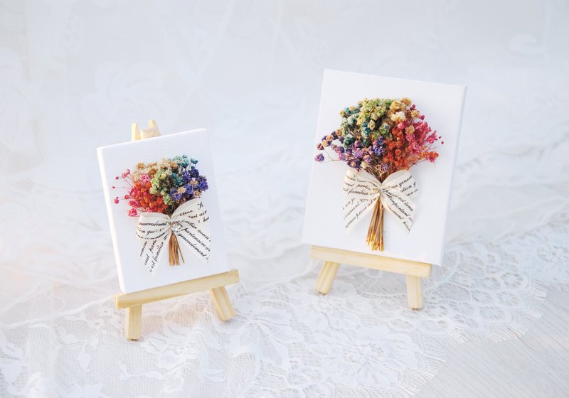 【现货】干燥花迷你小画廊-六色彩虹满天星花束 生日礼物 - 摆饰 - 植物．花 多色