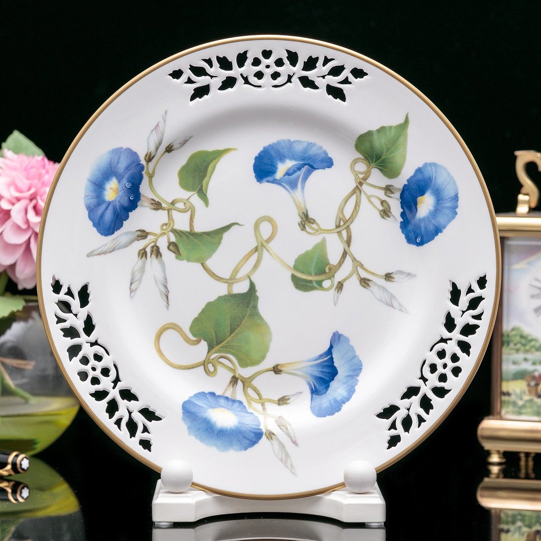 限量250英国制Spode 2003花语花卉镂空雕花网纹陶瓷盘挂盘 - 墙贴/壁贴 - 瓷 