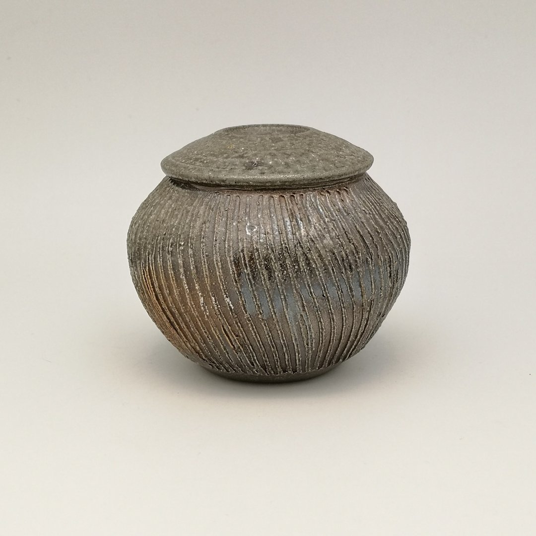 柴烧篦纹茶仓 - 茶具/茶杯 - 陶 咖啡色