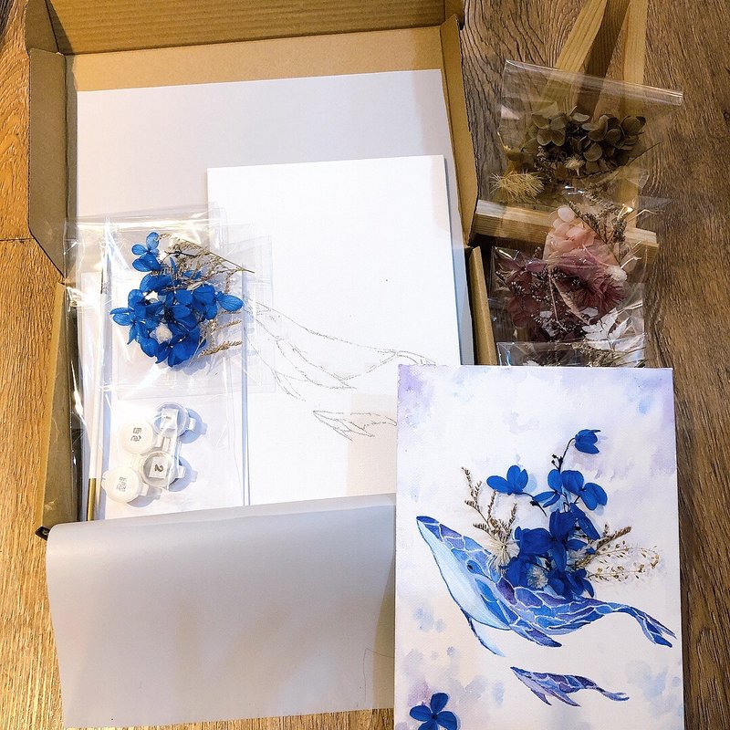 海洋座头鲸不凋花压克力画 材料包 附教学影片 礼物 无框画 DIY材 - 编织/刺绣/羊毛毡/裁缝 - 棉．麻 