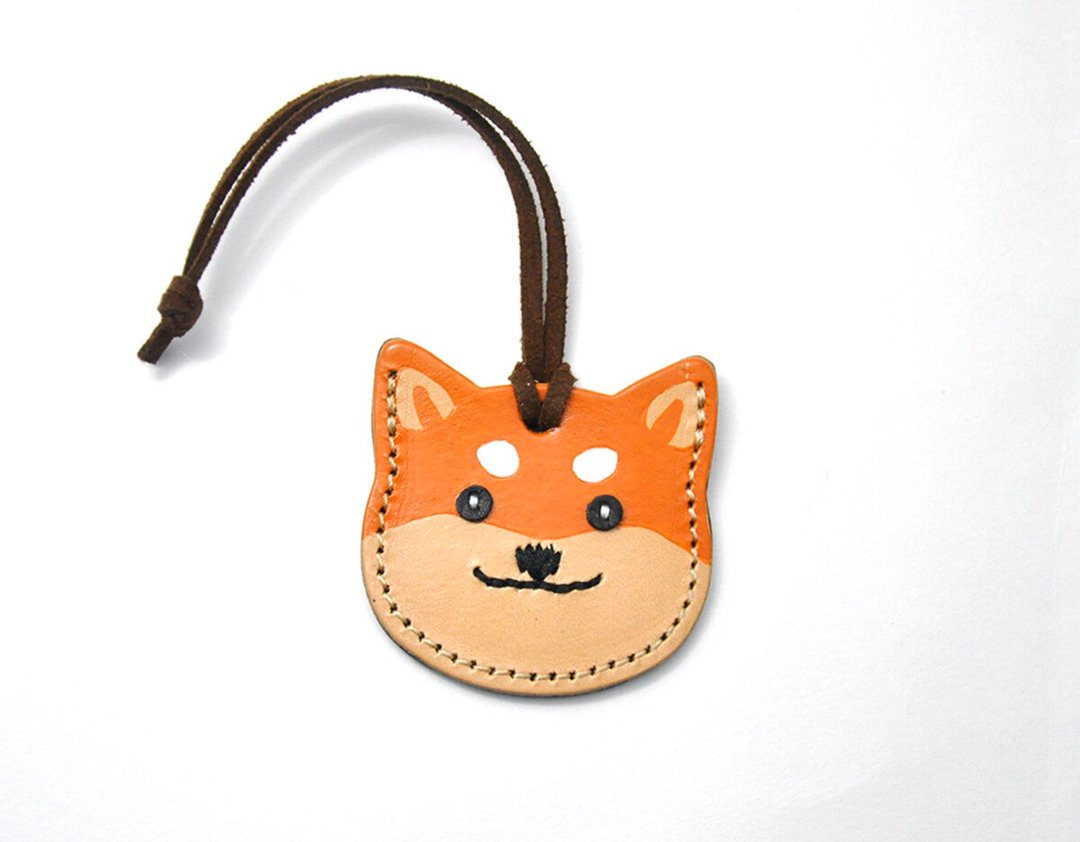 Two coins get inside charm　Shiba Inu Dog - 零钱包 - 真皮 咖啡色