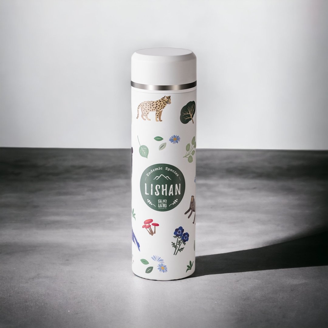 【和平庄园】野生动物主题插画保温瓶 500ml 随行杯 316 不锈钢 - 保温瓶/保温杯 - 不锈钢 白色