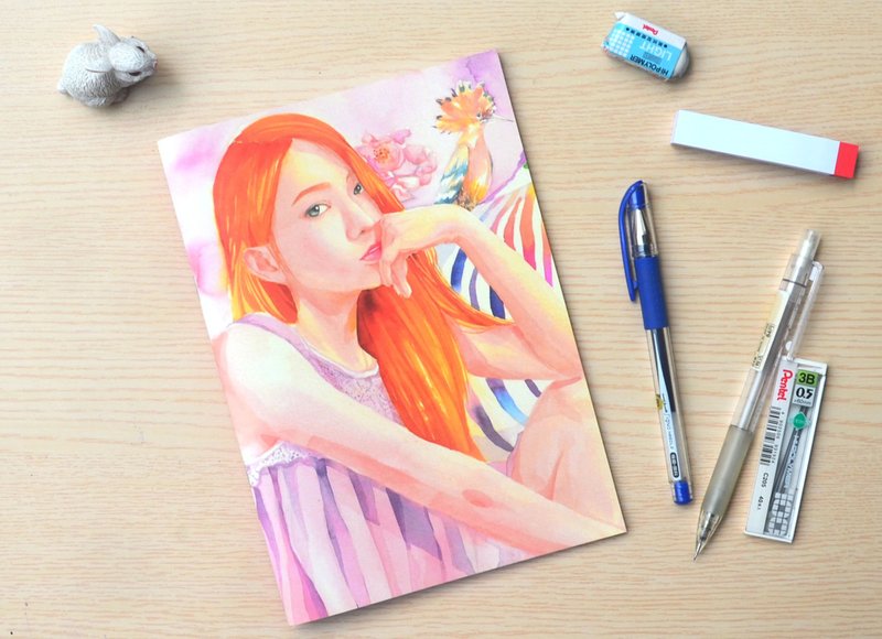 虎斑羊-春漾女孩A5插画笔记本(网格页) - 笔记本/手帐 - 纸 白色