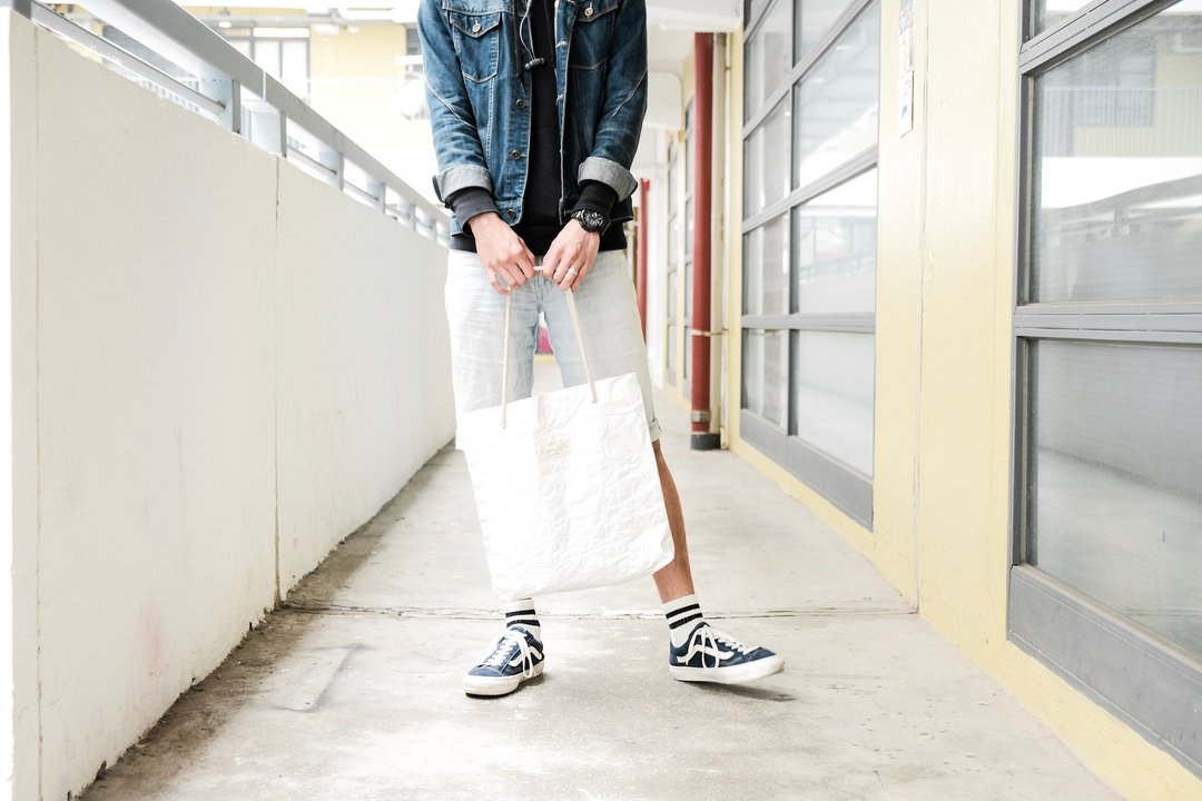 【纸造可能】  超轻量 - 纹皱皱Tote Bag 托特包 - 手提包/手提袋 - 纸 白色