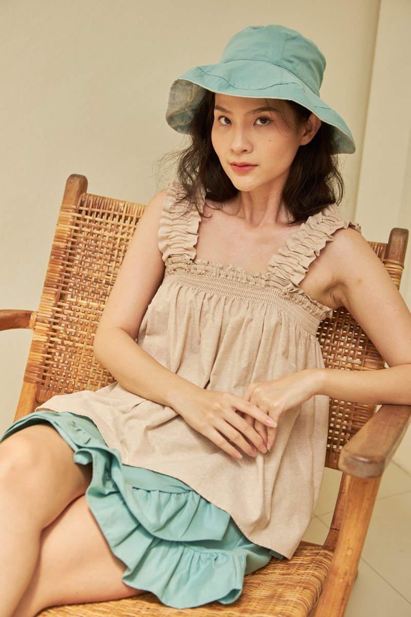 KRACHAO 无袖上衣  (米白色) - 女装上衣 - 棉．麻 卡其色